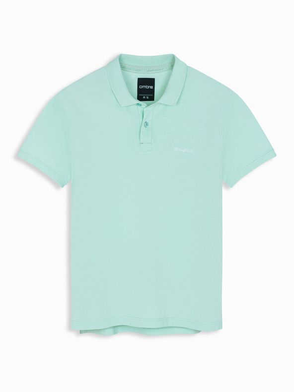 Ombre Clothing Памучна поло тениска от пике плетка - мента