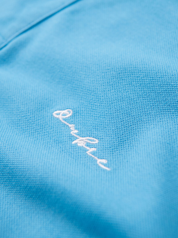 Ombre Clothing Памучна поло тениска от пике плетка - светлосиня