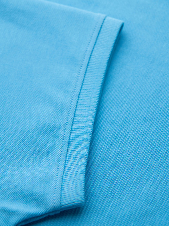 Ombre Clothing Памучна поло тениска от пике плетка - светлосиня