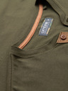 Ombre Clothing Мъжка тениска с копчета и велурен кант - тъмно маслинено зелена