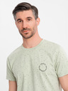 Ombre Clothing Мъжка памучна тениска с щампа и кръгло деколте - мента