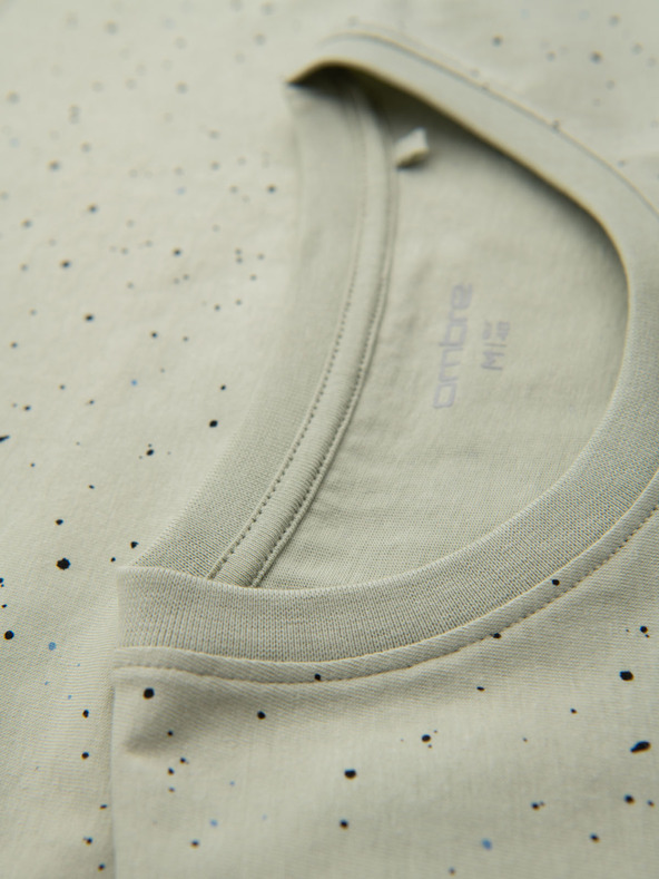 Ombre Clothing Мъжка памучна тениска с щампа и кръгло деколте - мента