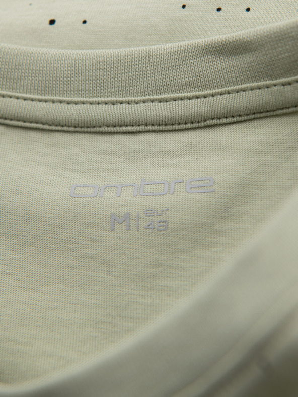 Ombre Clothing Мъжка памучна тениска с щампа и кръгло деколте - мента