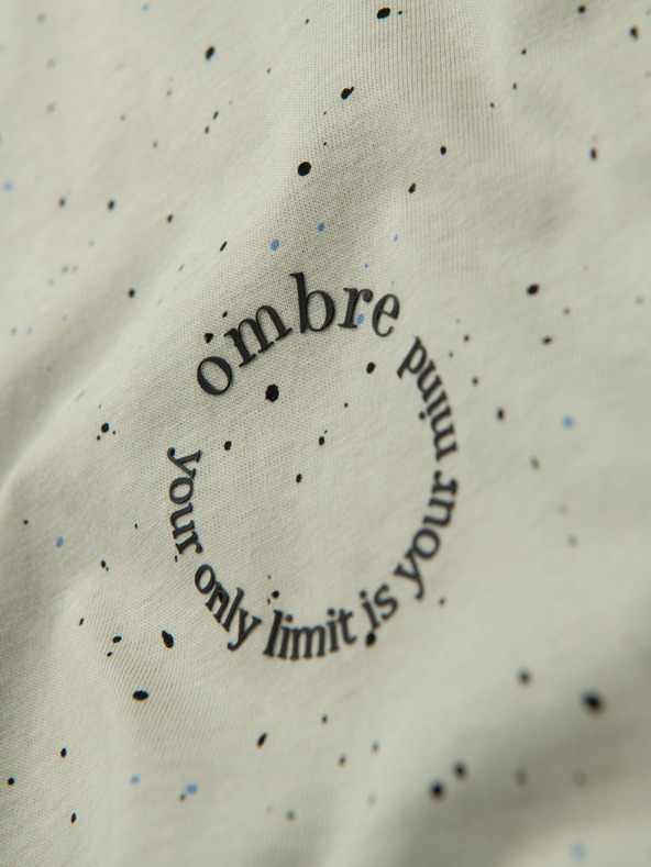 Ombre Clothing Мъжка памучна тениска с щампа и кръгло деколте - мента