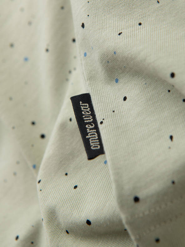 Ombre Clothing Мъжка памучна тениска с щампа и кръгло деколте - мента