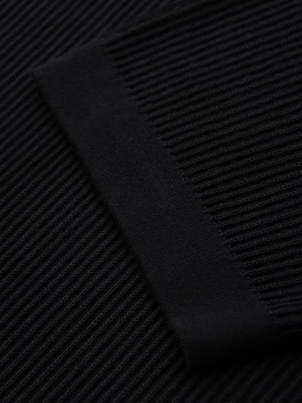 Ombre Clothing Мъжка плетена тениска с копчета при деколтето - черна