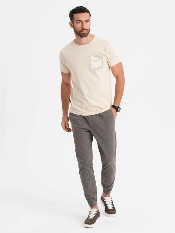 Ombre Clothing Мъжка памучна тениска с щампа на джоб - тюркоазна