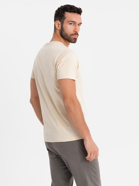 Ombre Clothing Мъжка памучна тениска с щампа на джоб - тюркоазна