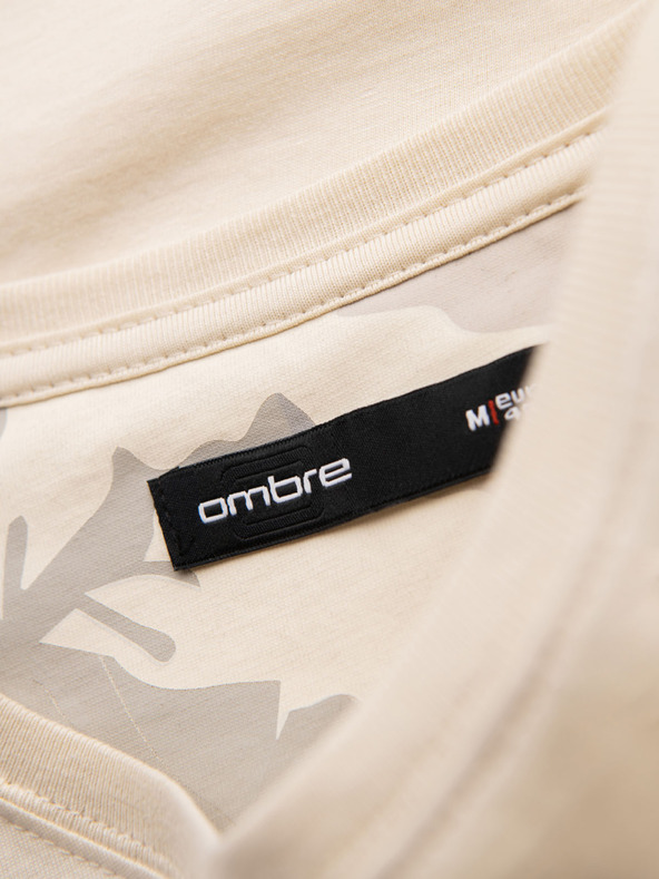 Ombre Clothing Мъжка памучна тениска с щампа на джоб - тюркоазна