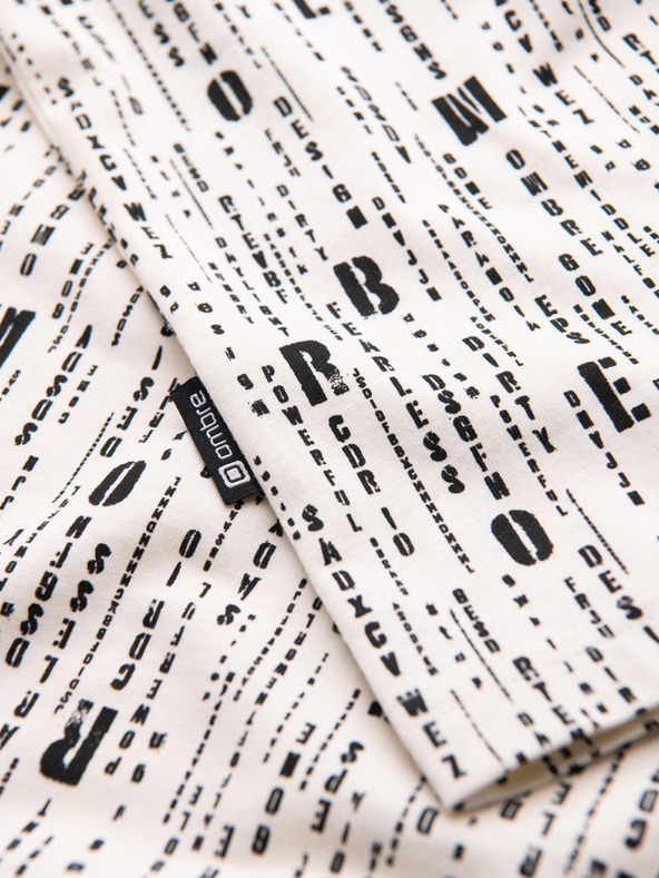 Ombre Clothing Памучна тениска с печат и кръгло деколте - кремава