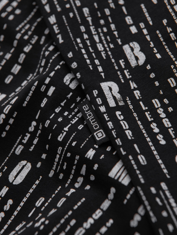 Ombre Clothing Памучна тениска с печат и кръгло деколте - черна