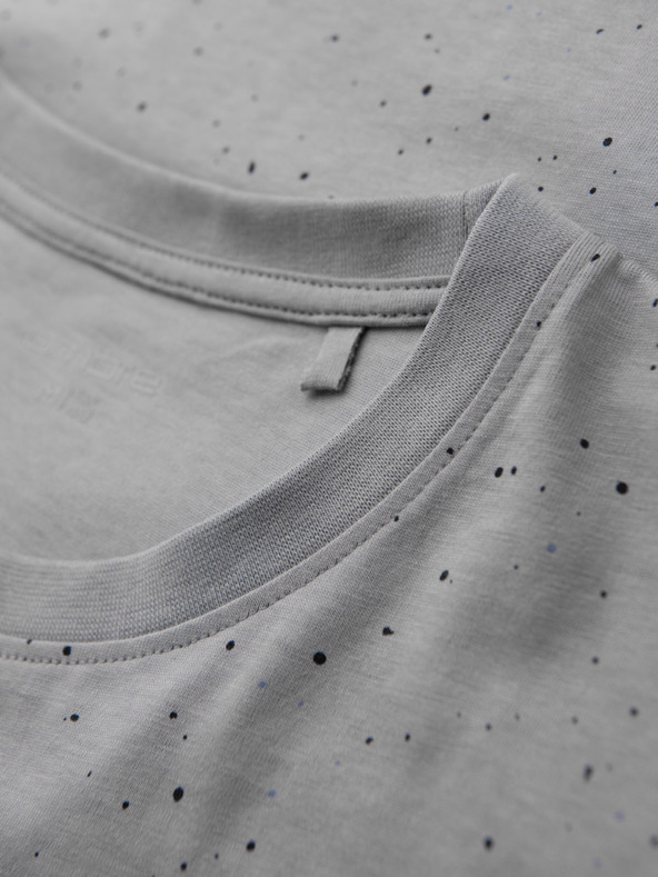 Ombre Clothing Мъжка памучна тениска с печат и кръгло деколте - светлосива