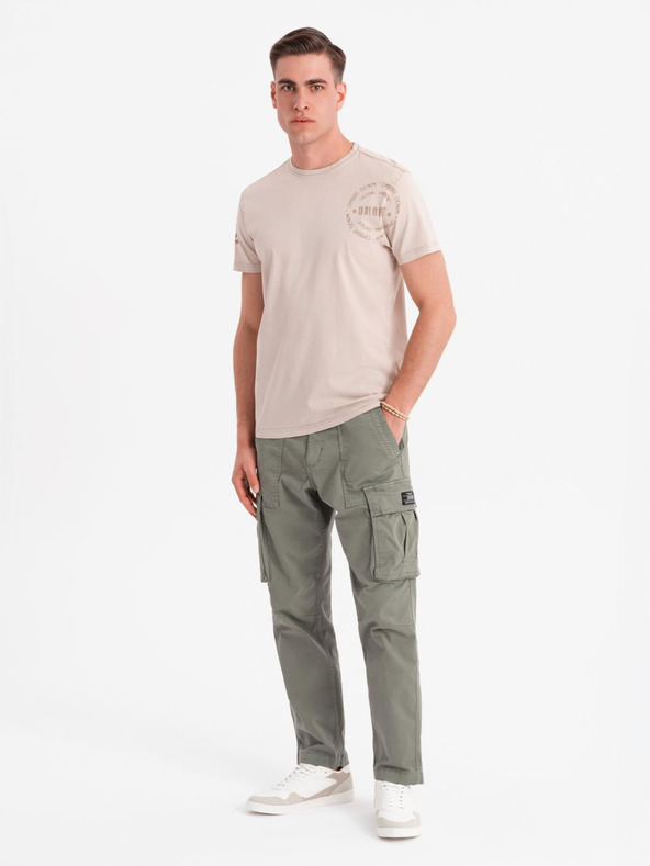 Ombre Clothing Памучна тениска с печат и кръгло деколте - черна