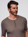 Ombre Clothing Мъжка плетена тениска с копчета при деколтето - сива
