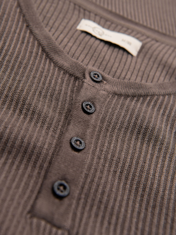 Ombre Clothing Мъжка плетена тениска с копчета при деколтето - сива