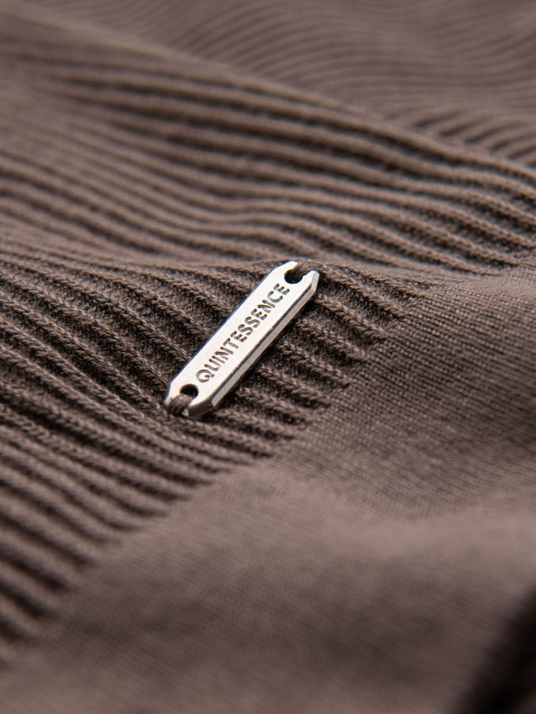 Ombre Clothing Мъжка плетена тениска с копчета при деколтето - сива