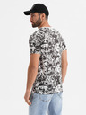 Ombre Clothing Мъжка щампована памучна тениска с къс ръкав - бяла и черна