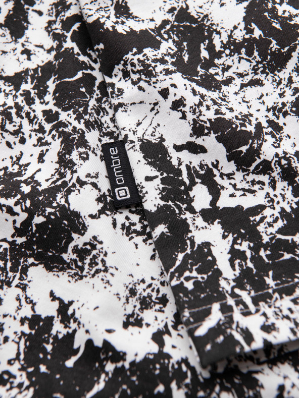 Ombre Clothing Мъжка щампована памучна тениска с къс ръкав - бяла и черна