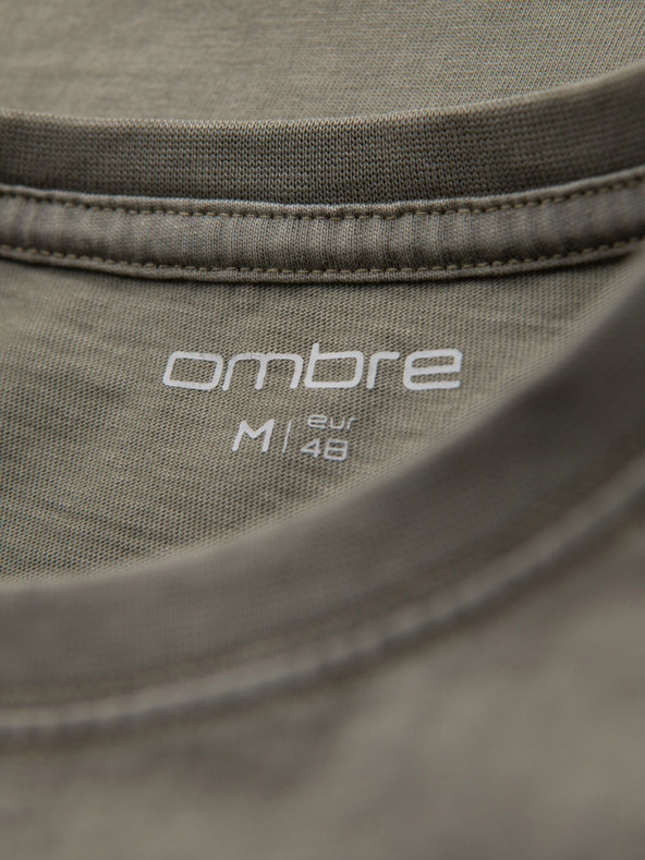 Ombre Clothing Памучна тениска с печат и кръгло деколте - черна