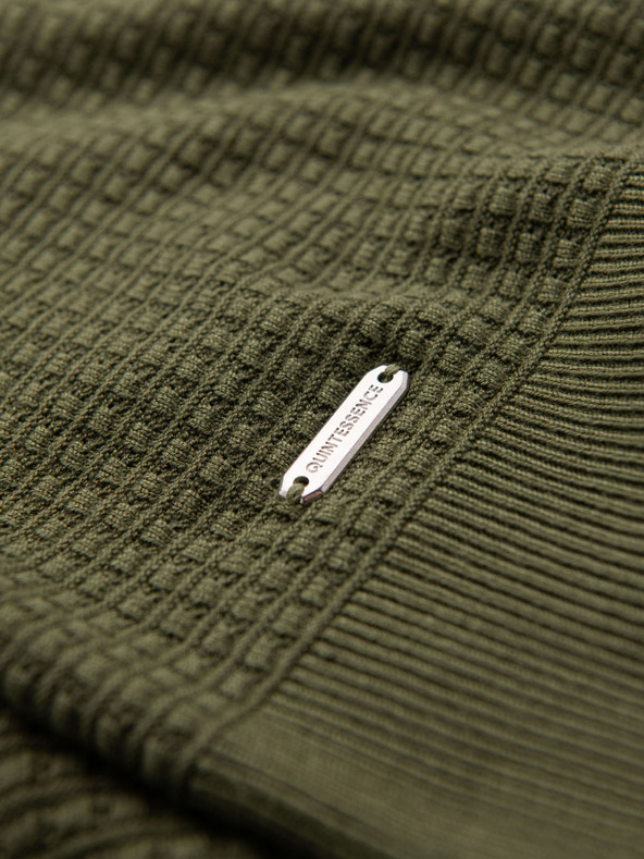 Ombre Clothing Мъжка структурирана плетена тениска - маслинена