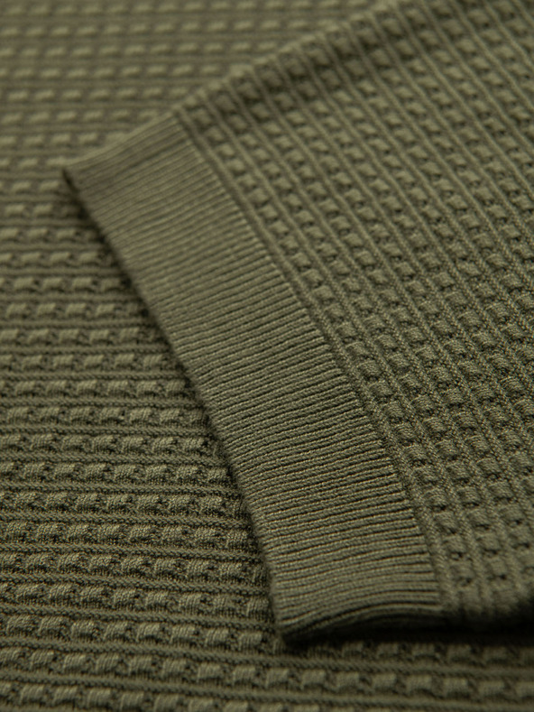 Ombre Clothing Мъжка структурирана плетена тениска - маслинена