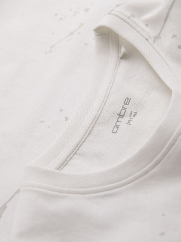 Ombre Clothing Мъжка тениска с печат и кръгло деколте - бяла