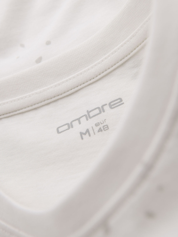 Ombre Clothing Мъжка тениска с печат и кръгло деколте - бяла