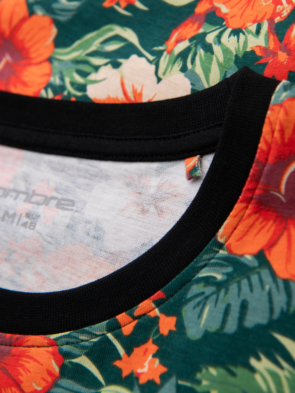 Ombre Clothing Мъжка памучна тениска с цветен печат - черна