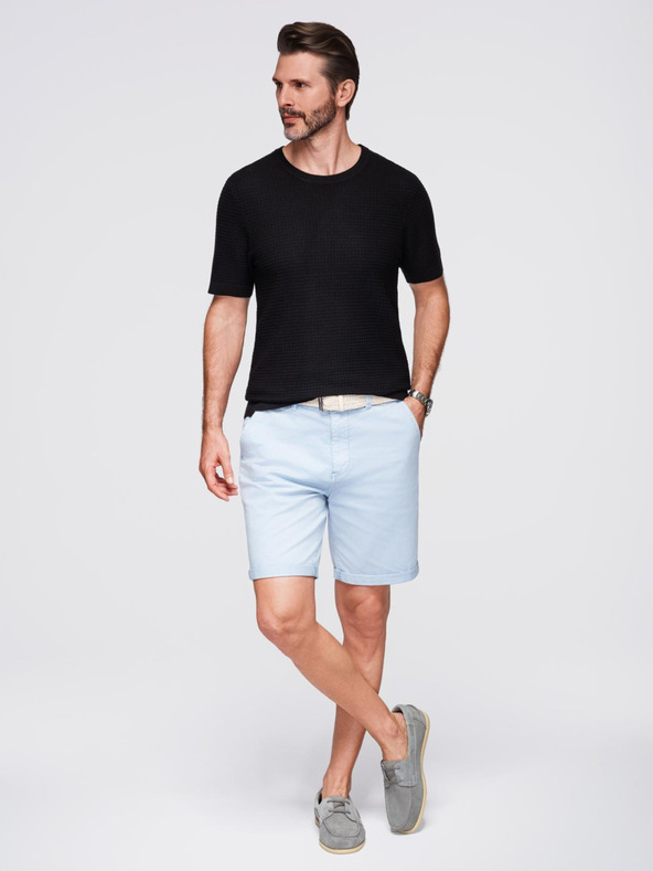 Ombre Clothing Мъжка структурирана плетена тениска - черна