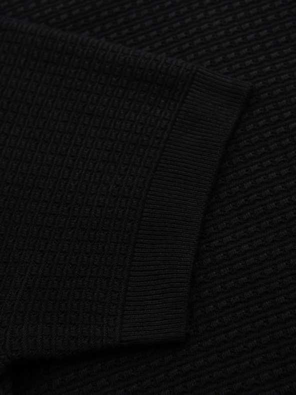 Ombre Clothing Мъжка структурирана плетена тениска - черна