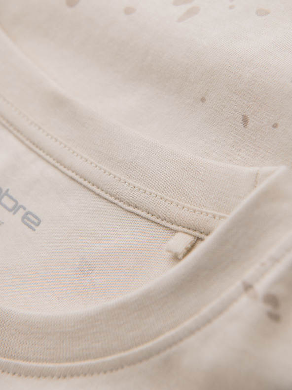 Ombre Clothing Мъжка тениска с печат и кръгло деколте - кремава