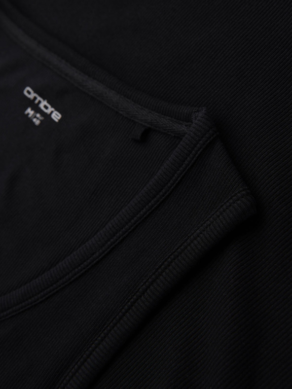 Ombre Clothing Мъжка памучна basic тениска - черна