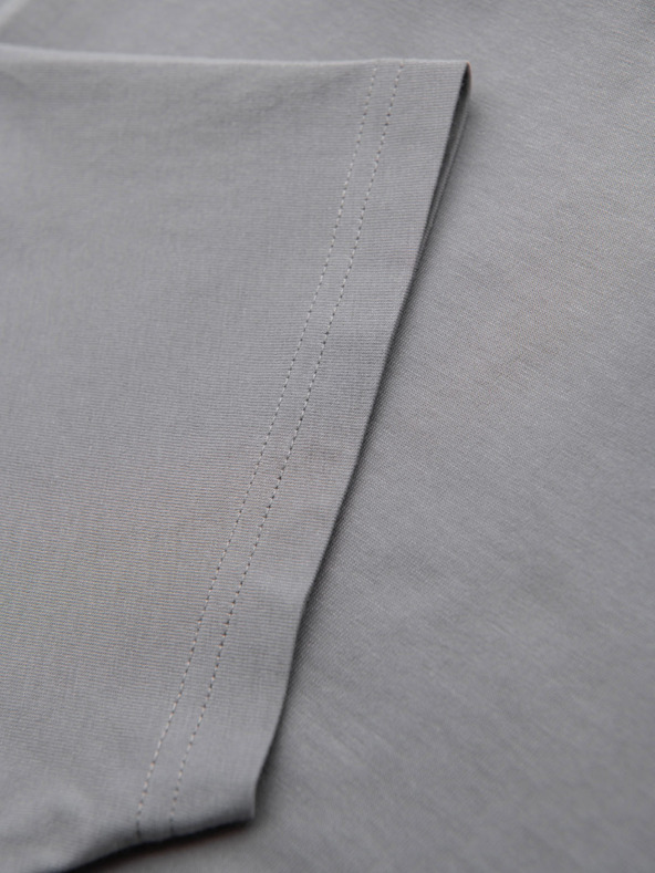 Ombre Clothing Мъжка тениска с копчета и велурен ръб - сива