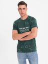 Ombre Clothing Мъжка тениска с печат и кръгло деколте - зелена