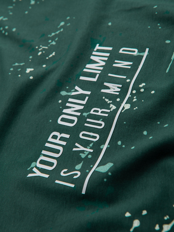 Ombre Clothing Мъжка тениска с печат и кръгло деколте - зелена