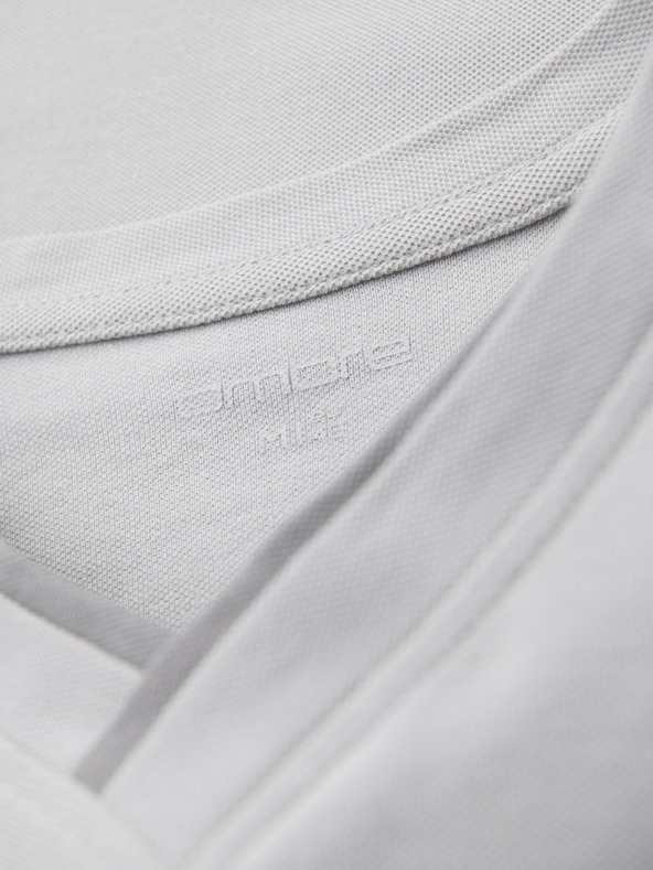 Ombre Clothing Мъжка тениска с контрастни вставки и V-образно деколте - светлосива