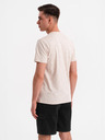 Ombre Clothing Мъжка памучна тениска с печат и кръгло деколте - бежова