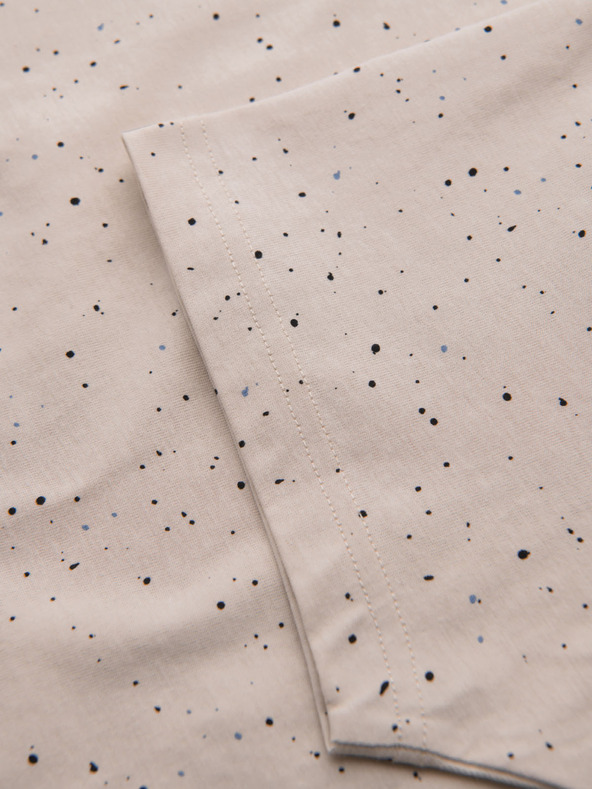 Ombre Clothing Мъжка памучна тениска с печат и кръгло деколте - бежова