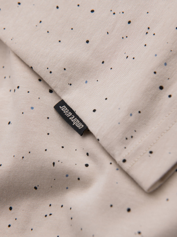 Ombre Clothing Мъжка памучна тениска с печат и кръгло деколте - бежова