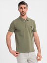 Ombre Clothing Мъжка поло риза с цип - маслинена