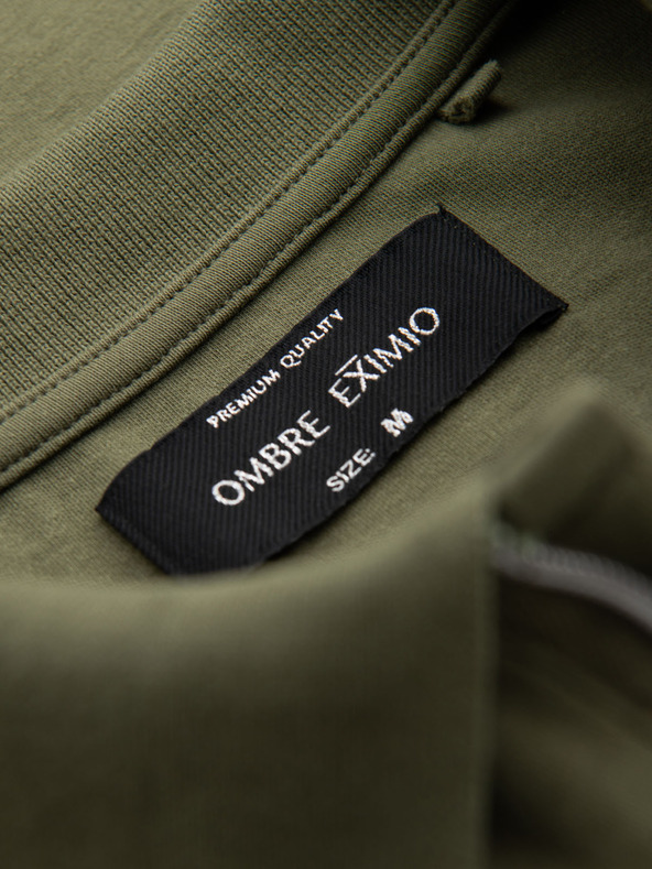 Ombre Clothing Мъжка поло риза с цип - маслинена