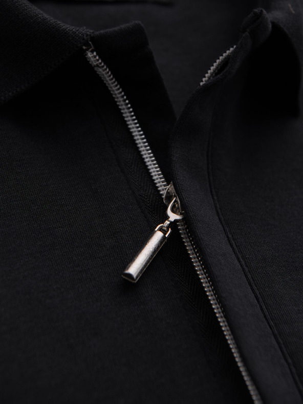 Ombre Clothing Мъжка поло риза с цип - черна