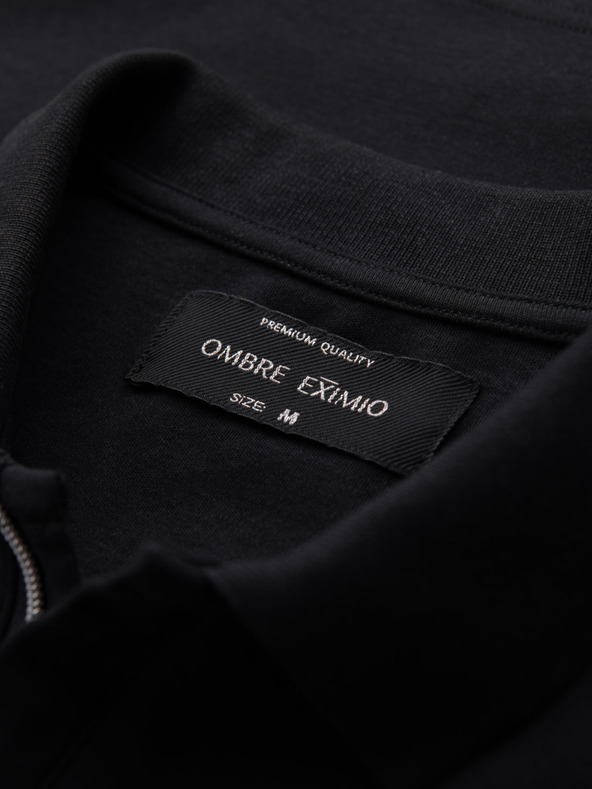 Ombre Clothing Мъжка поло риза с цип - черна