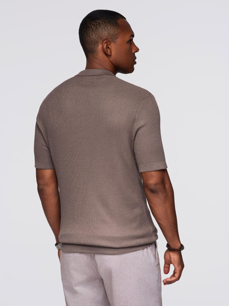 Ombre Clothing Мъжка поло риза без копчета с отворена яка - пепел от роза