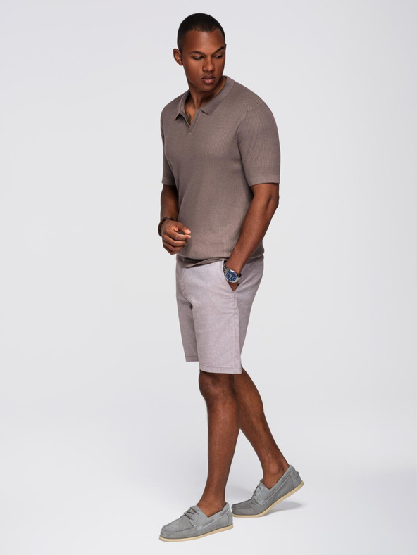 Ombre Clothing Мъжка поло риза без копчета с отворена яка - пепел от роза