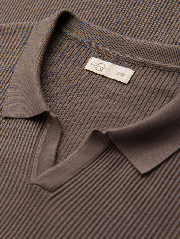 Ombre Clothing Мъжка поло риза без копчета с отворена яка - пепел от роза