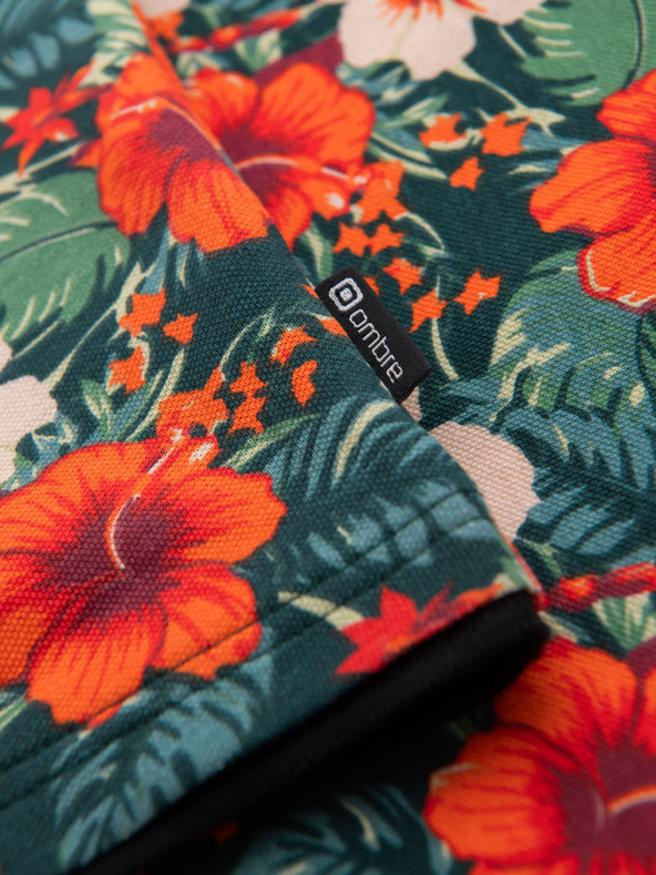 Ombre Clothing Памучна поло риза с цветен печат - черна