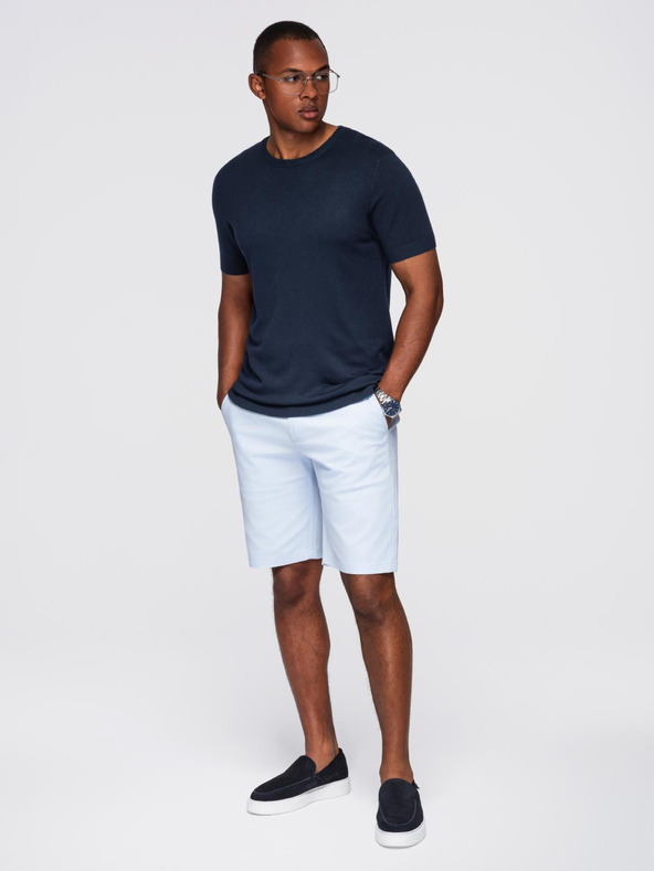 Ombre Clothing Мъжка класическа плетена ребреста риза - тъмносиня