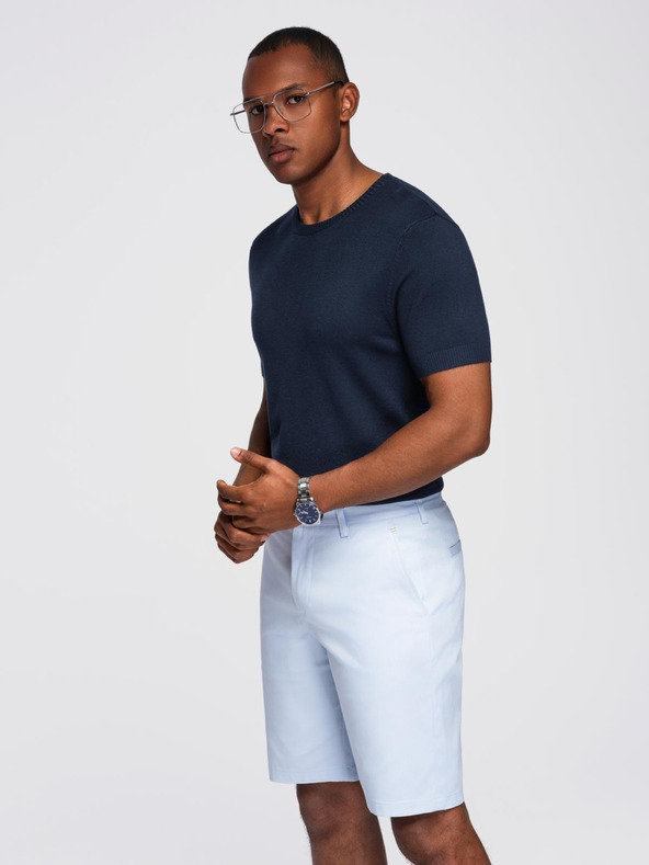 Ombre Clothing Мъжка класическа плетена ребреста риза - тъмносиня