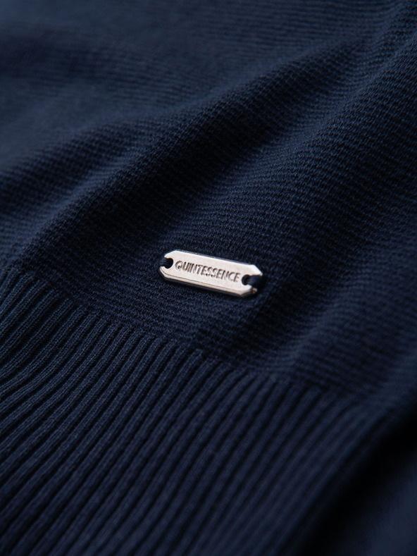 Ombre Clothing Мъжка класическа плетена ребреста риза - тъмносиня